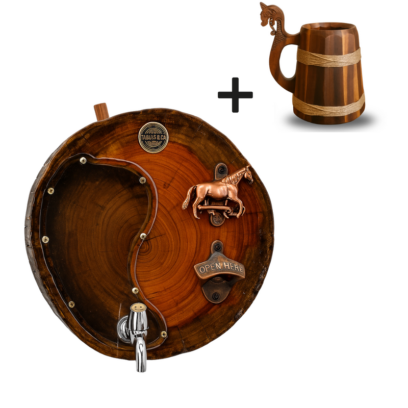 Abridor de Parede Rústico Com Reservatório de Cachaça + Caneca de Brinde